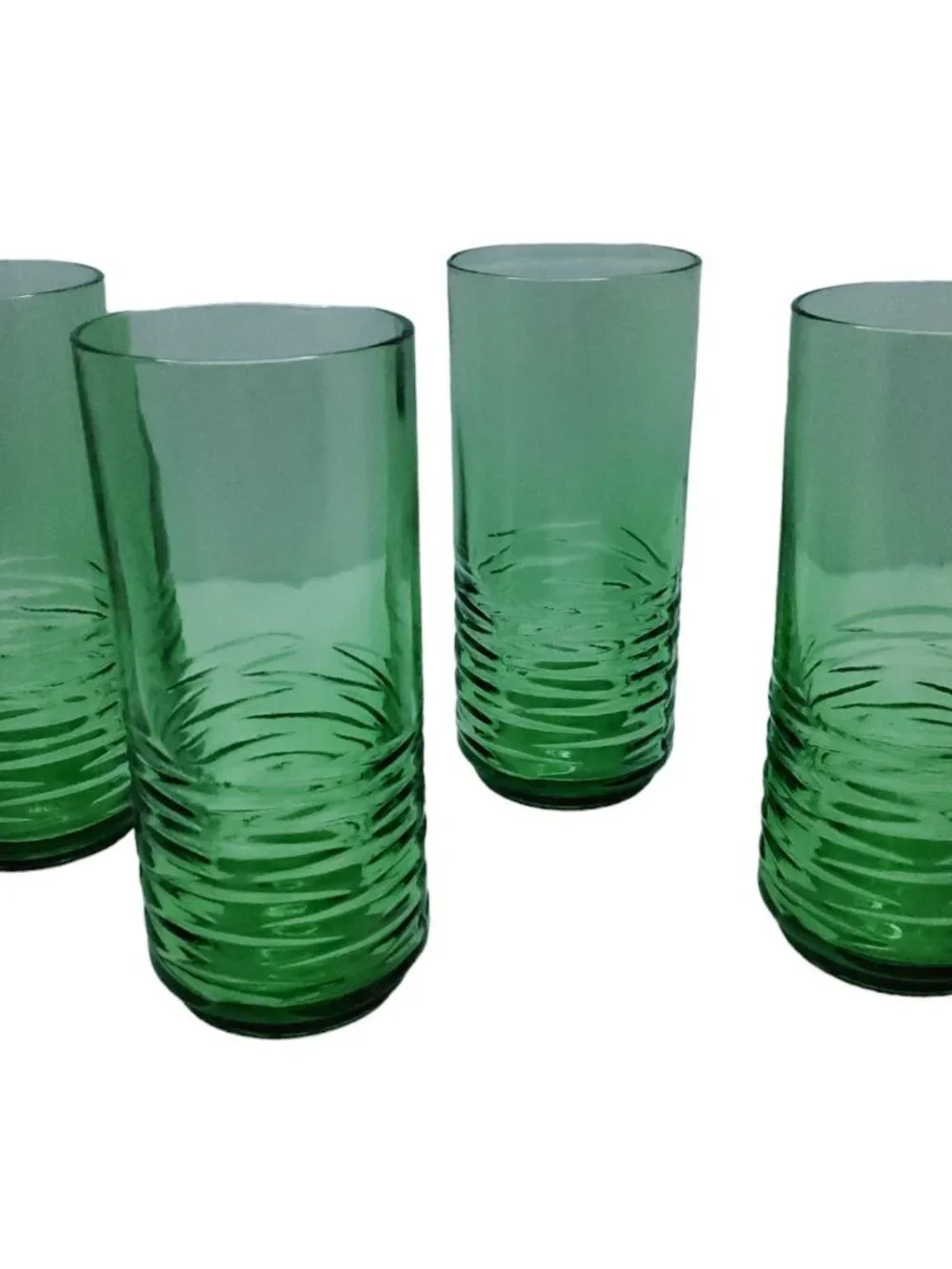 Vintage set of 4 Anchor Hocking sea moss green ribbed 8oz juice glasses